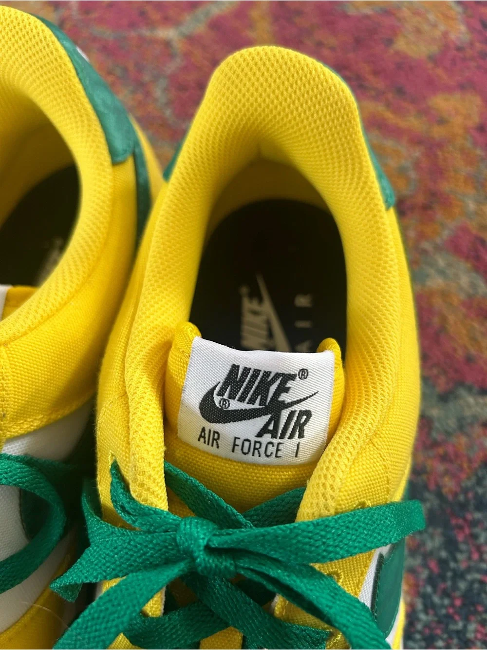 Nike | Men’s White/Yellow/Green Canvas Air Force 1 Lace Up Low Top Sneakers 13